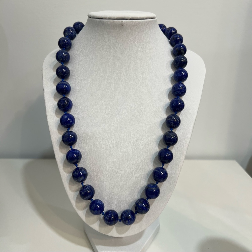 Bold Lapis Lazuli Gemstone Necklace with Polished Beads